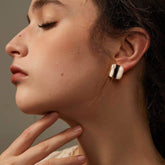 14K Gold Two-Toned Square Statement Earrings